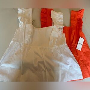Lilly Pulitzer Tiana Babydoll tops , set of two 
orange NWT
white NWOT SIZE M